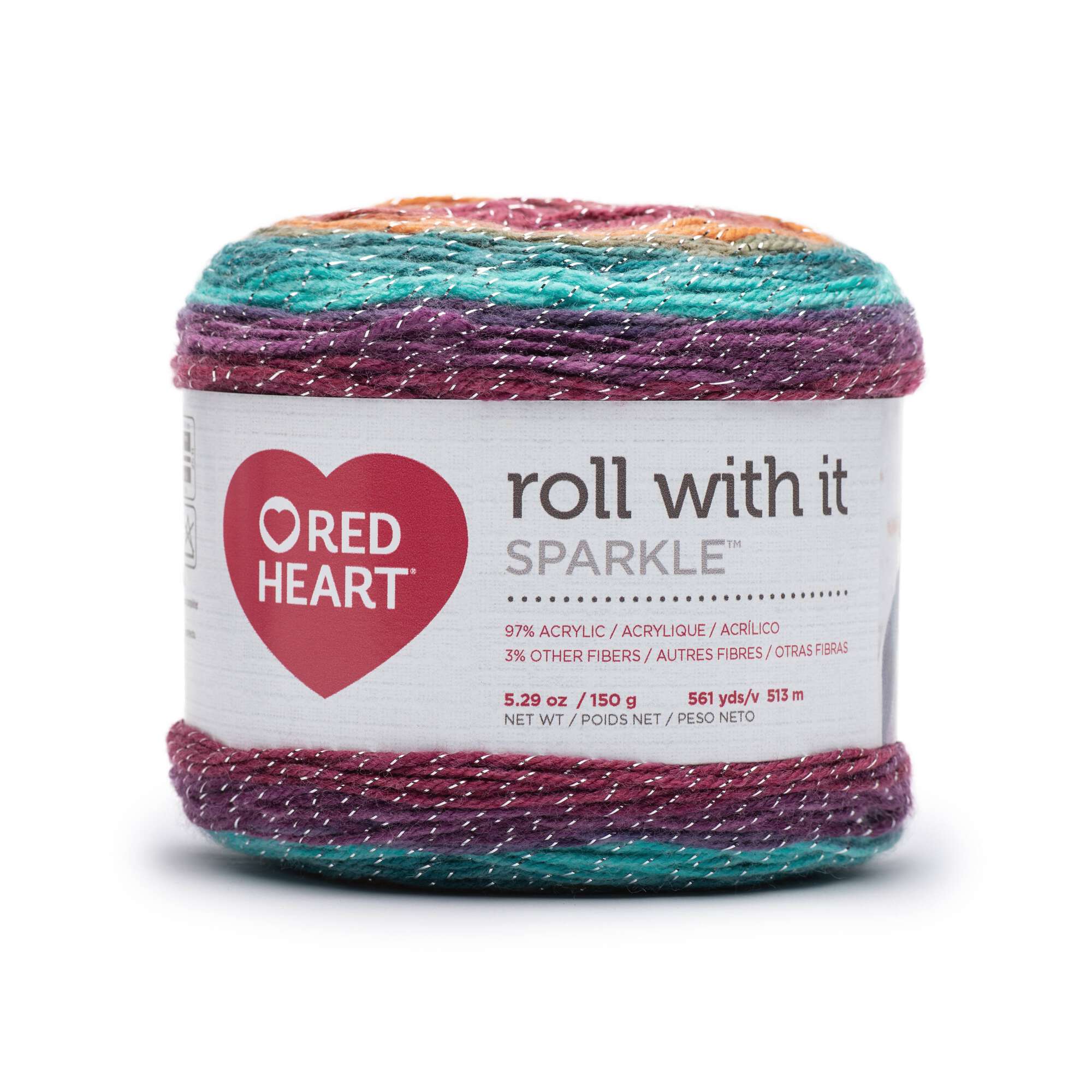 Red Heart Roll With It Sparkle Yarn - Discontinued Shades - Image 5