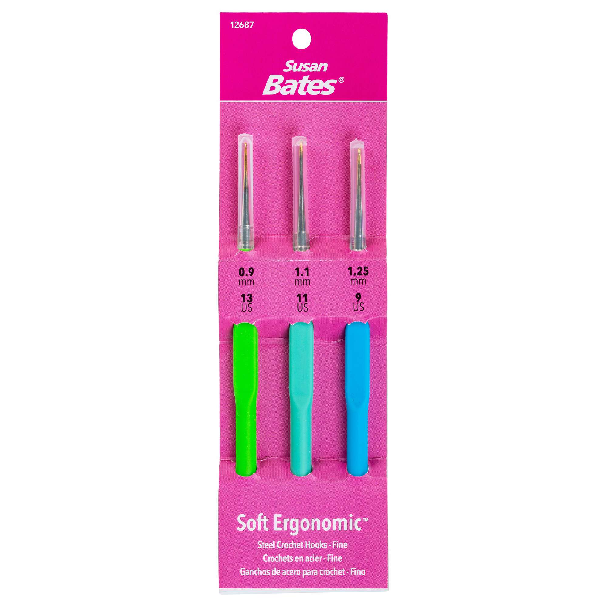 Susan Bates Soft Ergonomic Crochet Hook Set: Sizes 0.9, 1.1, 1.25 MM